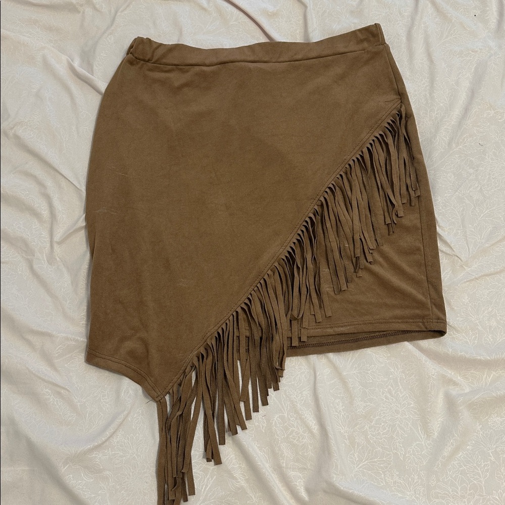 Brown Fringe Skirt